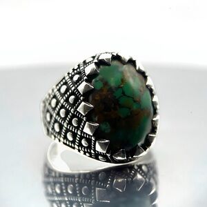 Men’s Natural Turquoise Ring - December Birthstone Jewelry - Gift for Him